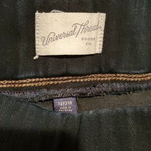 Elastic waistband dark denim jeans